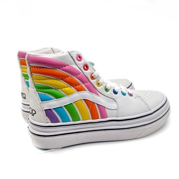 Vans Flour Shop x Super ComfyCush SK8-HI Rainbow Platform Sneakers Women’s 9 - Picture 2 of 12